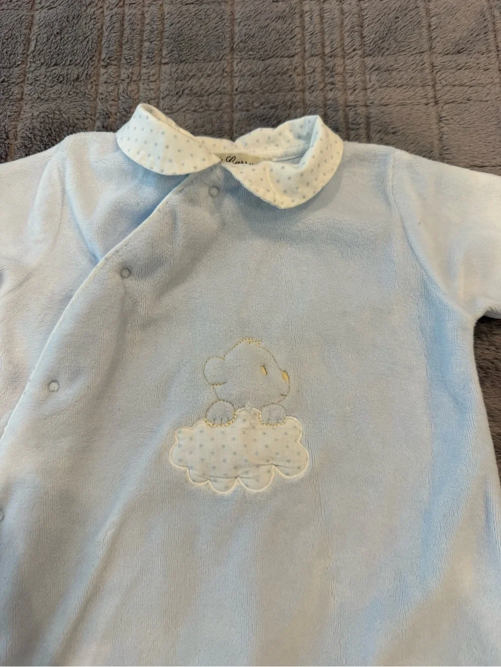 Baby Blue One-Piece Footed Romper with Peter Pan Collar